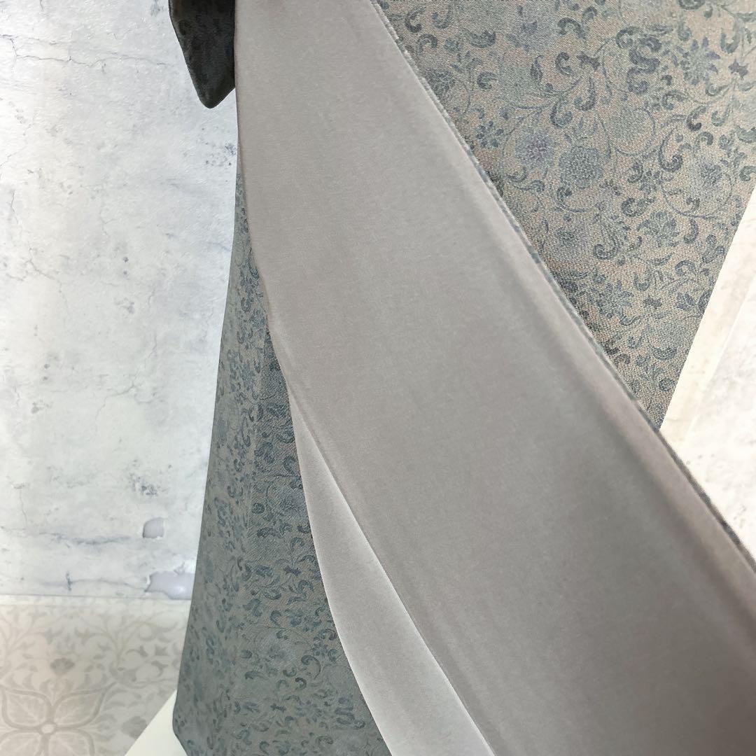 小紋　フルセット　着物　正絹　更紗模様　草花　シック　大人かわいい　k4