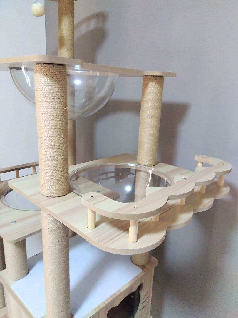 ウッド キャットタワー 185 cm 宇宙船　爪とぎ付　縁張り　木製　ツリー