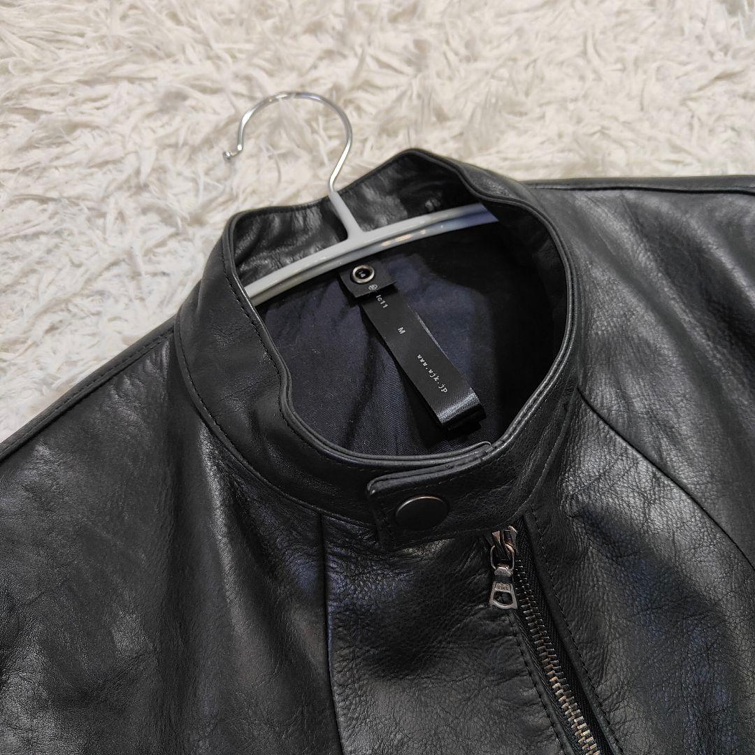 【廃盤】wjkブラックレザーシングルライダースジャケット　牛革　M