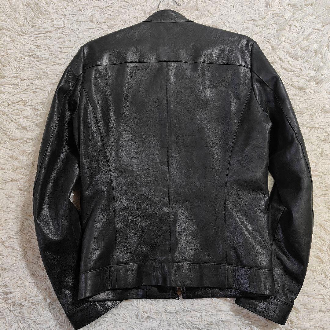 【廃盤】wjkブラックレザーシングルライダースジャケット　牛革　M