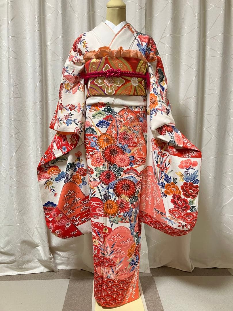 大特価SALE中★振袖セット【7点】可愛い白色振袖★成人式★披露宴等