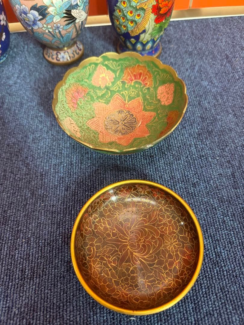 1840  七宝焼　景泰藍　まとめ売り　合計14個　時代物