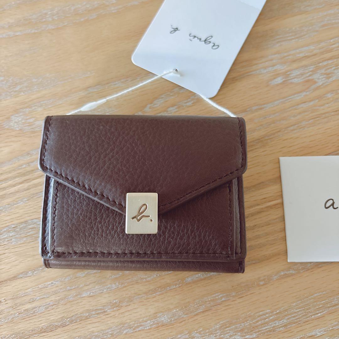 アニエスベー ミニ財布 本革 ブラウン 三つ折り財布 茶 ミニウォレット 新品