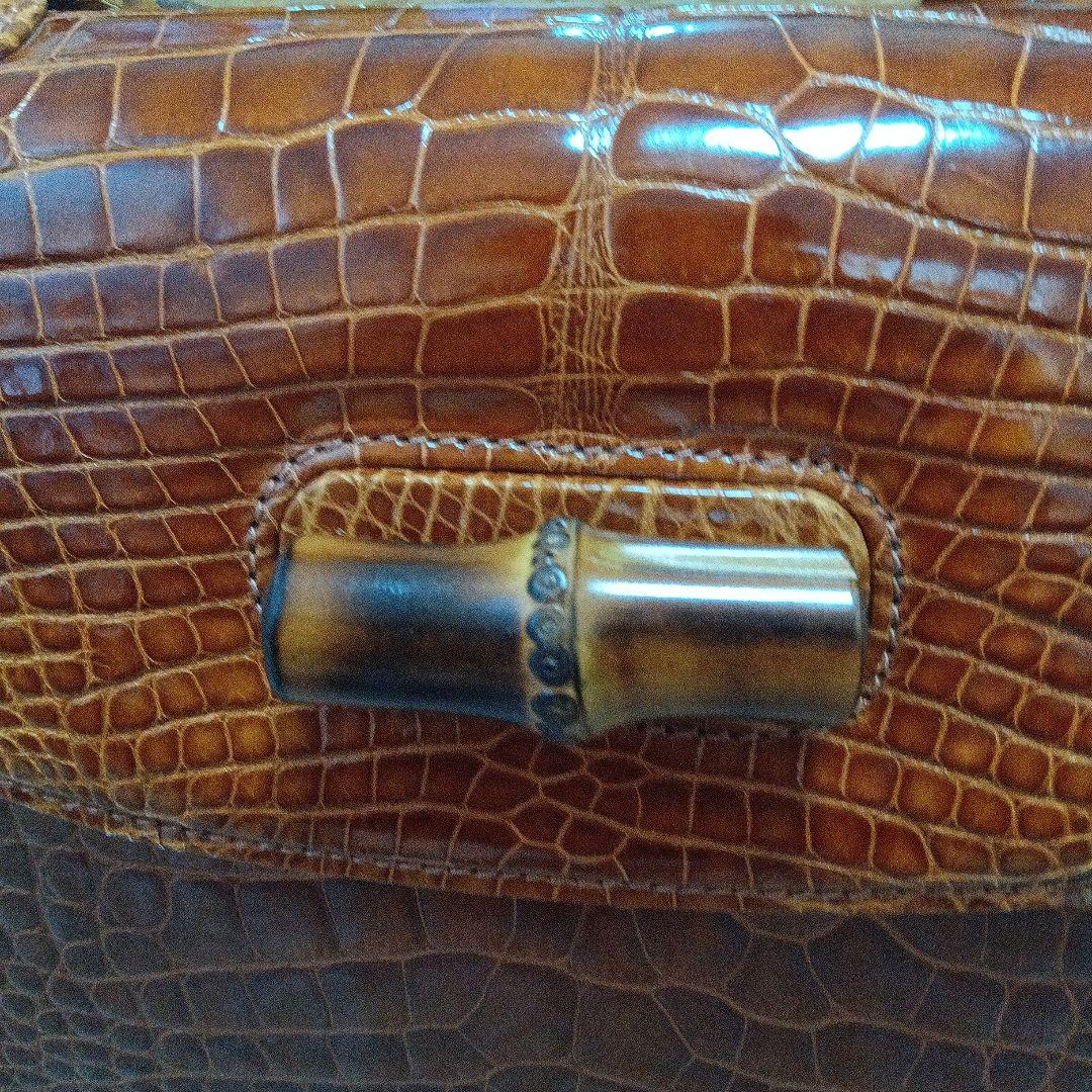 グッチバンブークロコブラウン ハンドバッグ