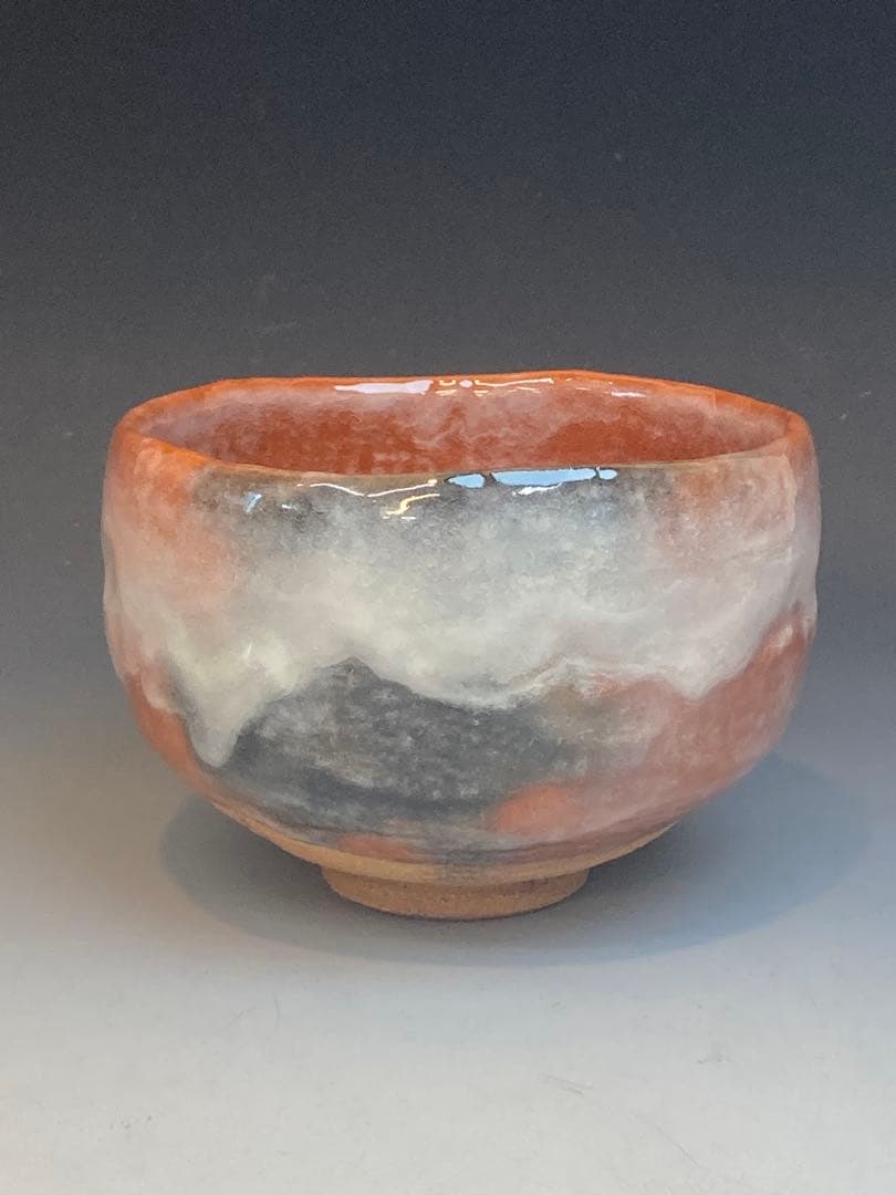 二代 玉藻 氏家常美 作 玉藻焼赤楽茶碗 共箱 茶道具