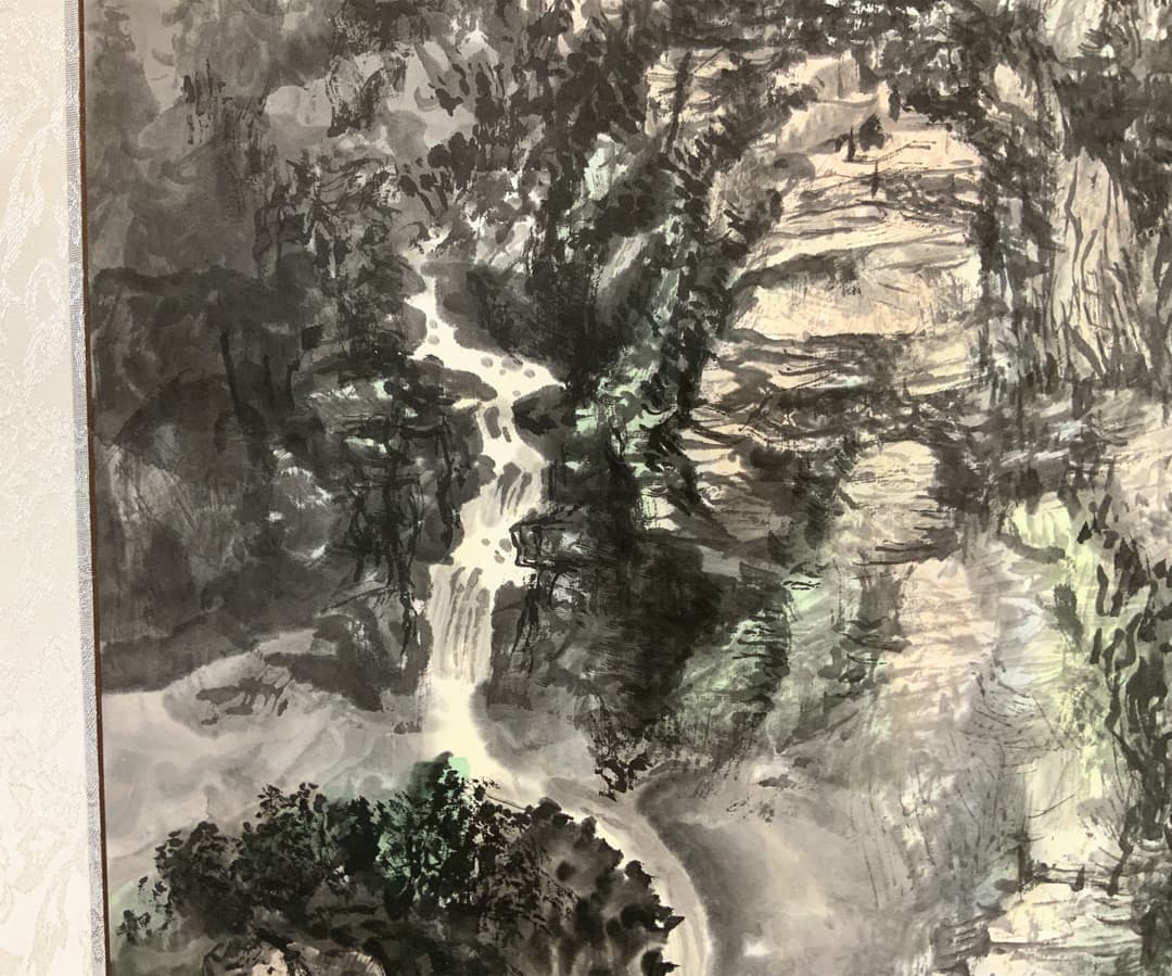 額縁 美術品 水墨画 飾り 山水絵 日本画 中国画 伝統芸術 真作 原作 アルミ