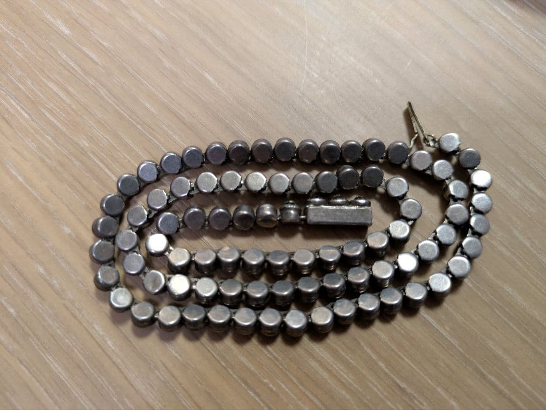 イギリス　アンティーク　クリアペースト　ネックレス　シルバー