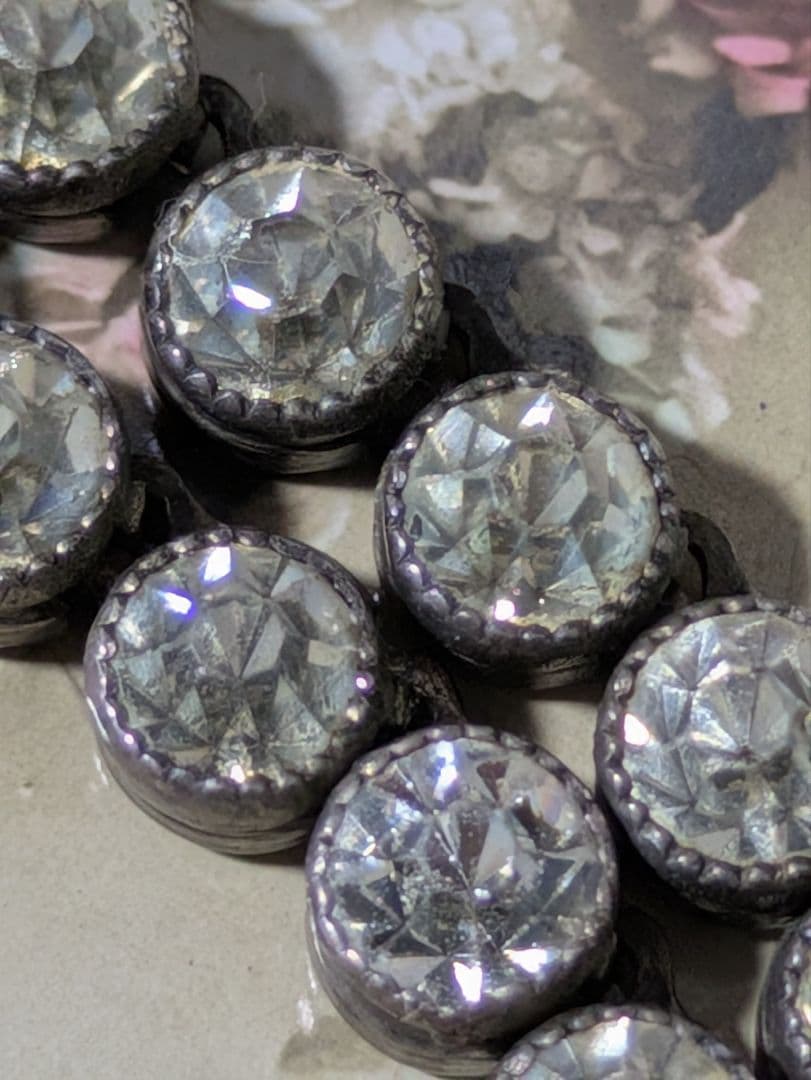 イギリス　アンティーク　クリアペースト　ネックレス　シルバー