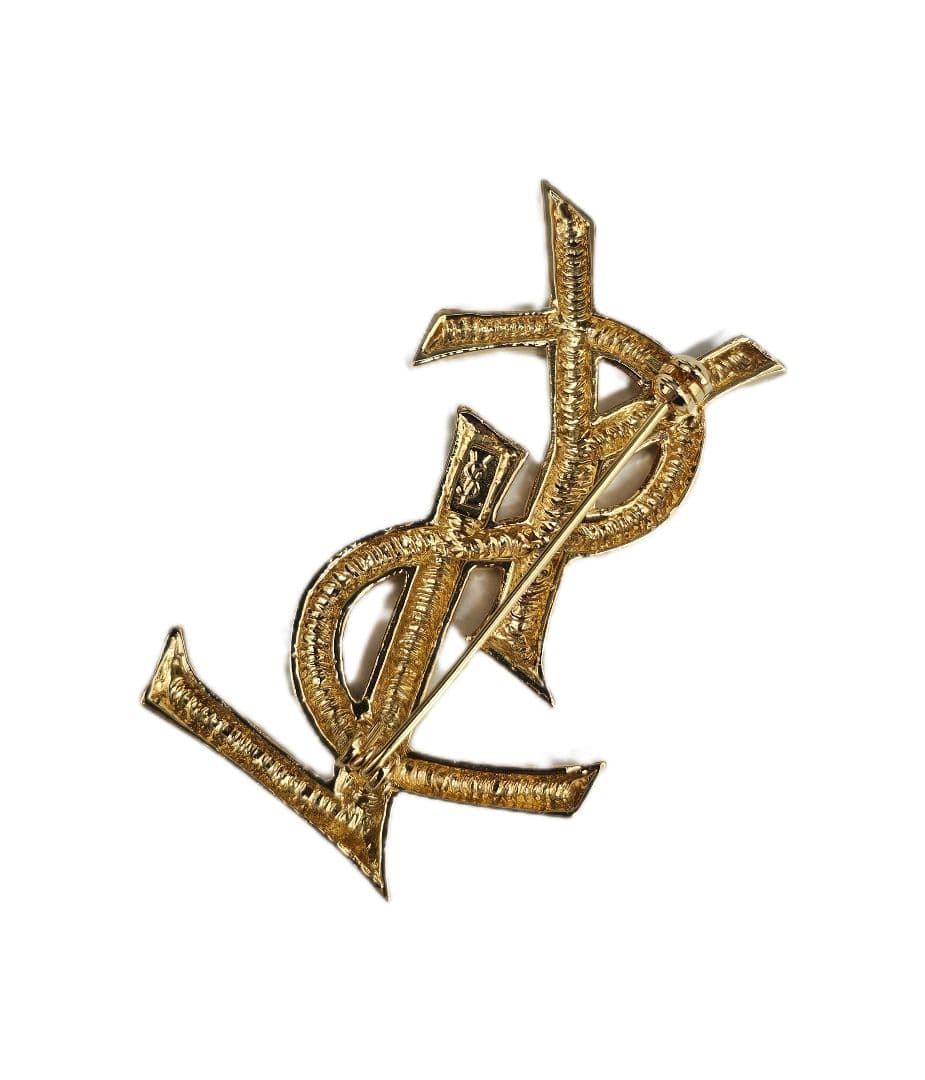 イブサンローラン ロゴブローチ ゴールド