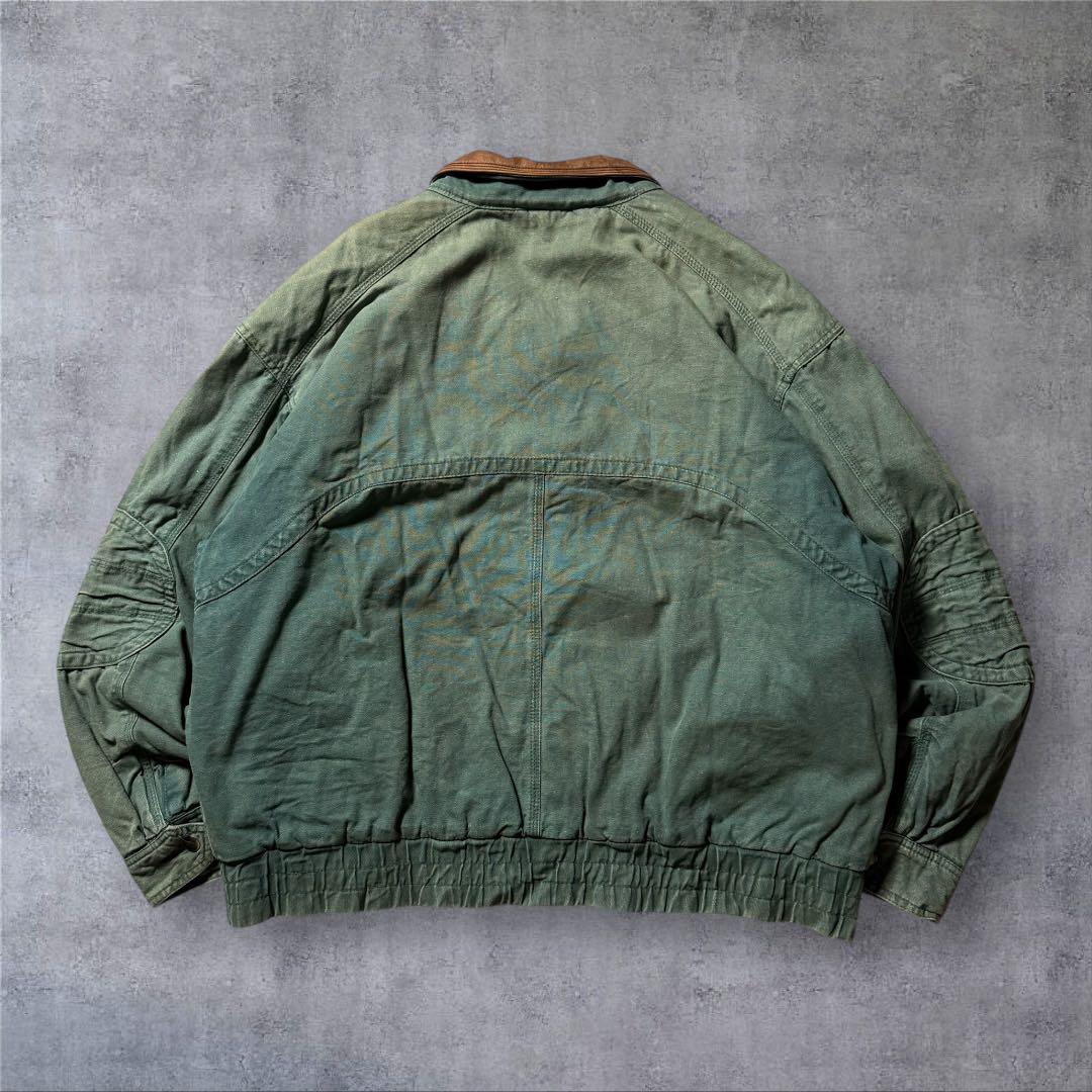 2305古着90年代WOODSMANダックジャケット短丈レザー鬼フェード雰囲気系