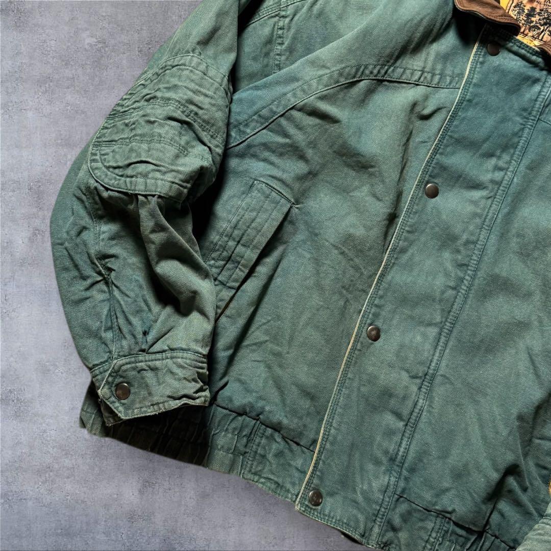 2305古着90年代WOODSMANダックジャケット短丈レザー鬼フェード雰囲気系