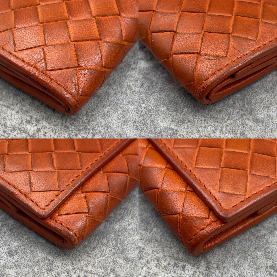 【美品】ボッテガヴェネタ ケース イントレチャート オレンジ レザー