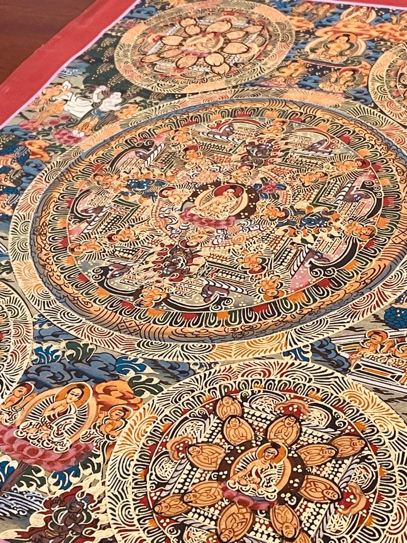 チベット密教 手描き曼荼羅（マンダラ）タンカ 新品・一点物 肉筆画 D5