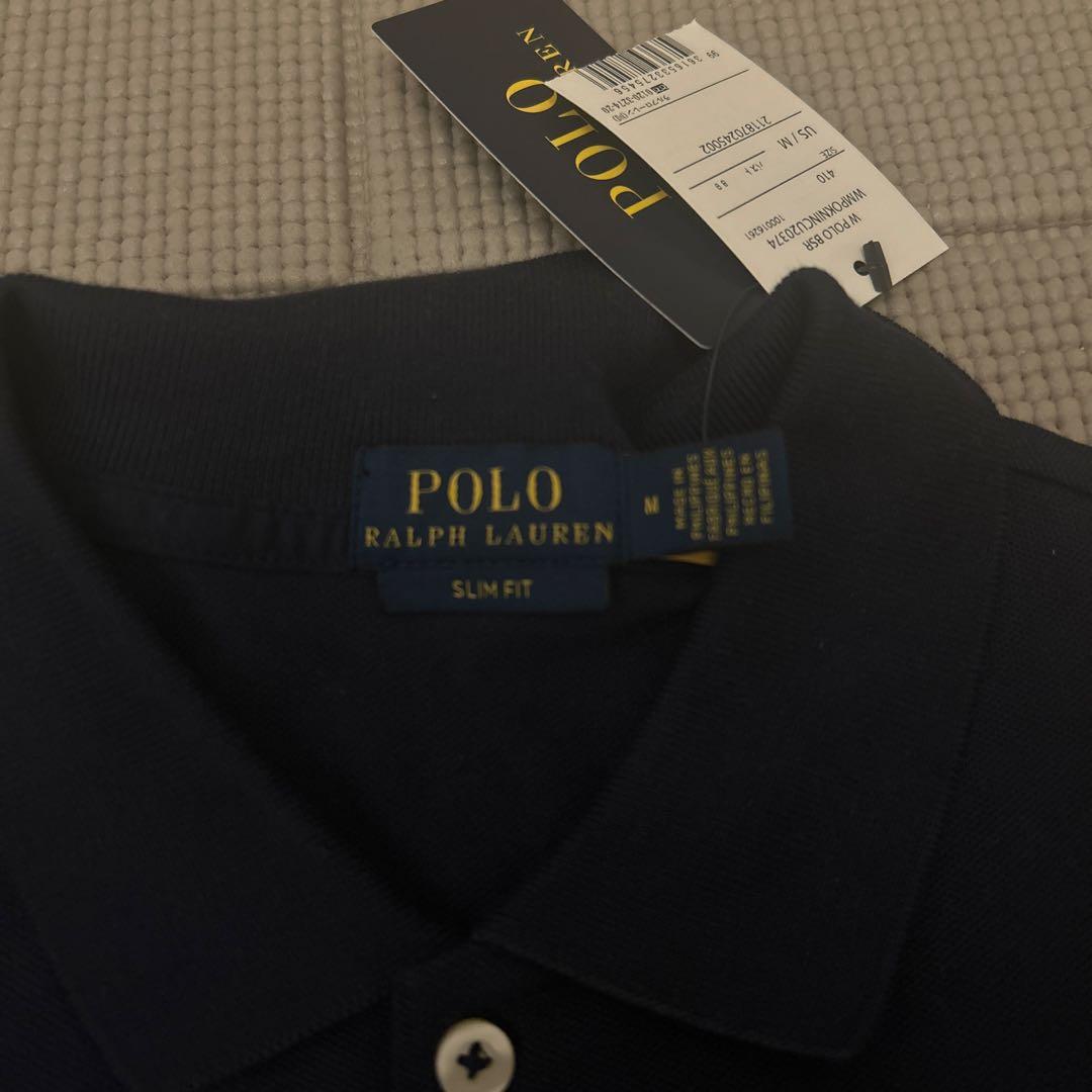 POLO RALPH LAUREN ネイビー M スリムフィット 半袖ポロシャツ