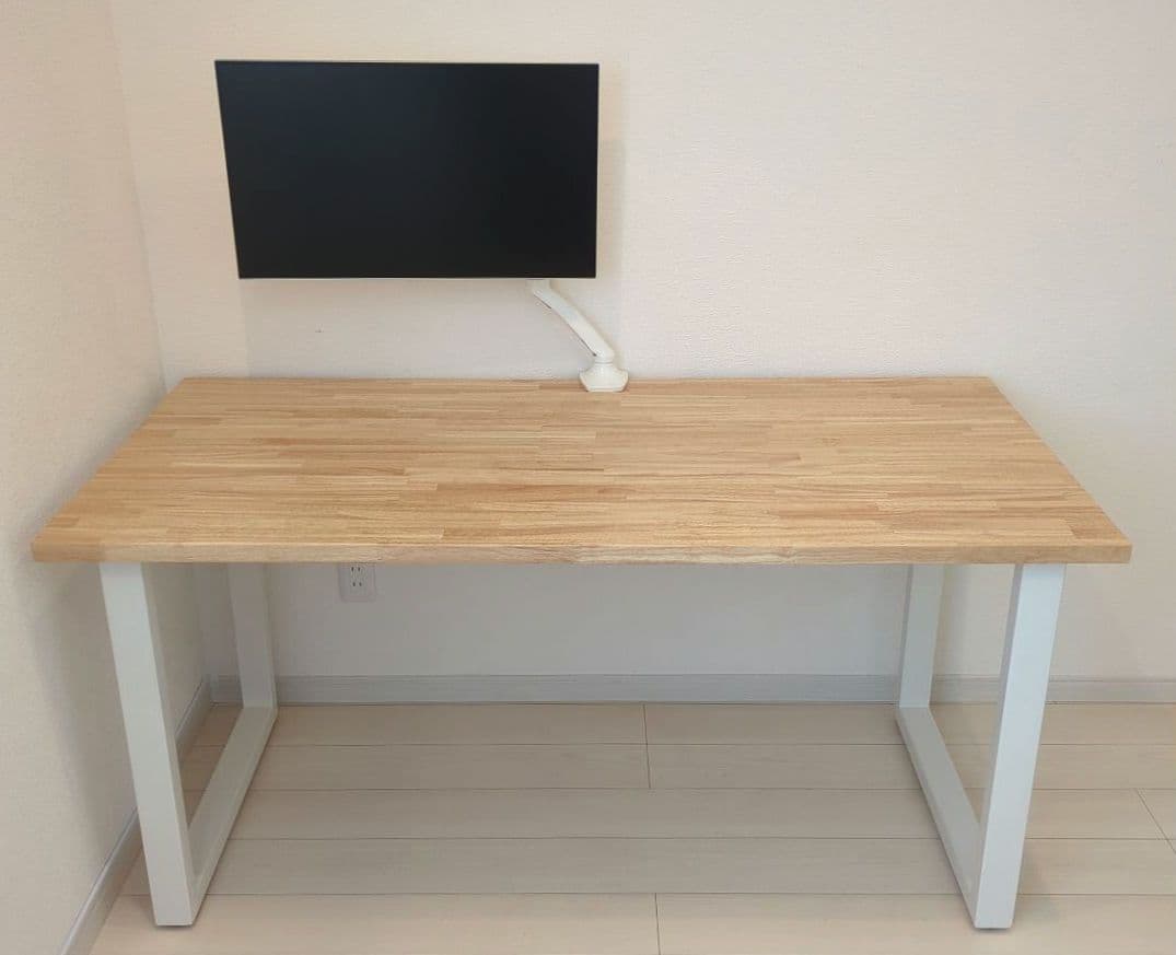 KANADEMONO デスク ラバーウッド White脚