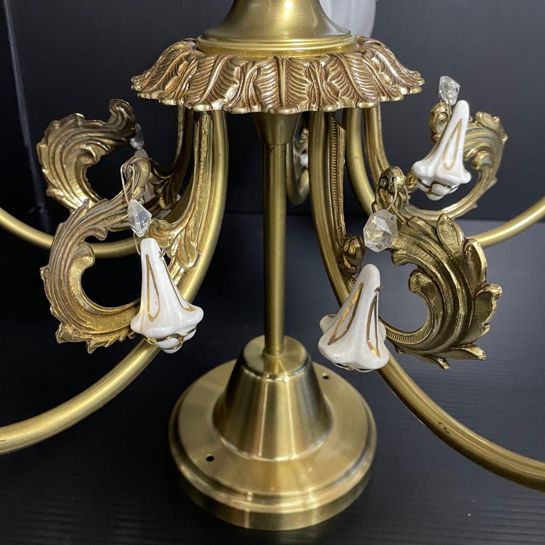 【存在感抜群！】ヤマギワ 5灯 シャンデリア 陶器 ガラス クラシカルデザイン