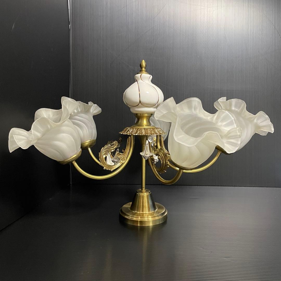 【存在感抜群！】ヤマギワ 5灯 シャンデリア 陶器 ガラス クラシカルデザイン