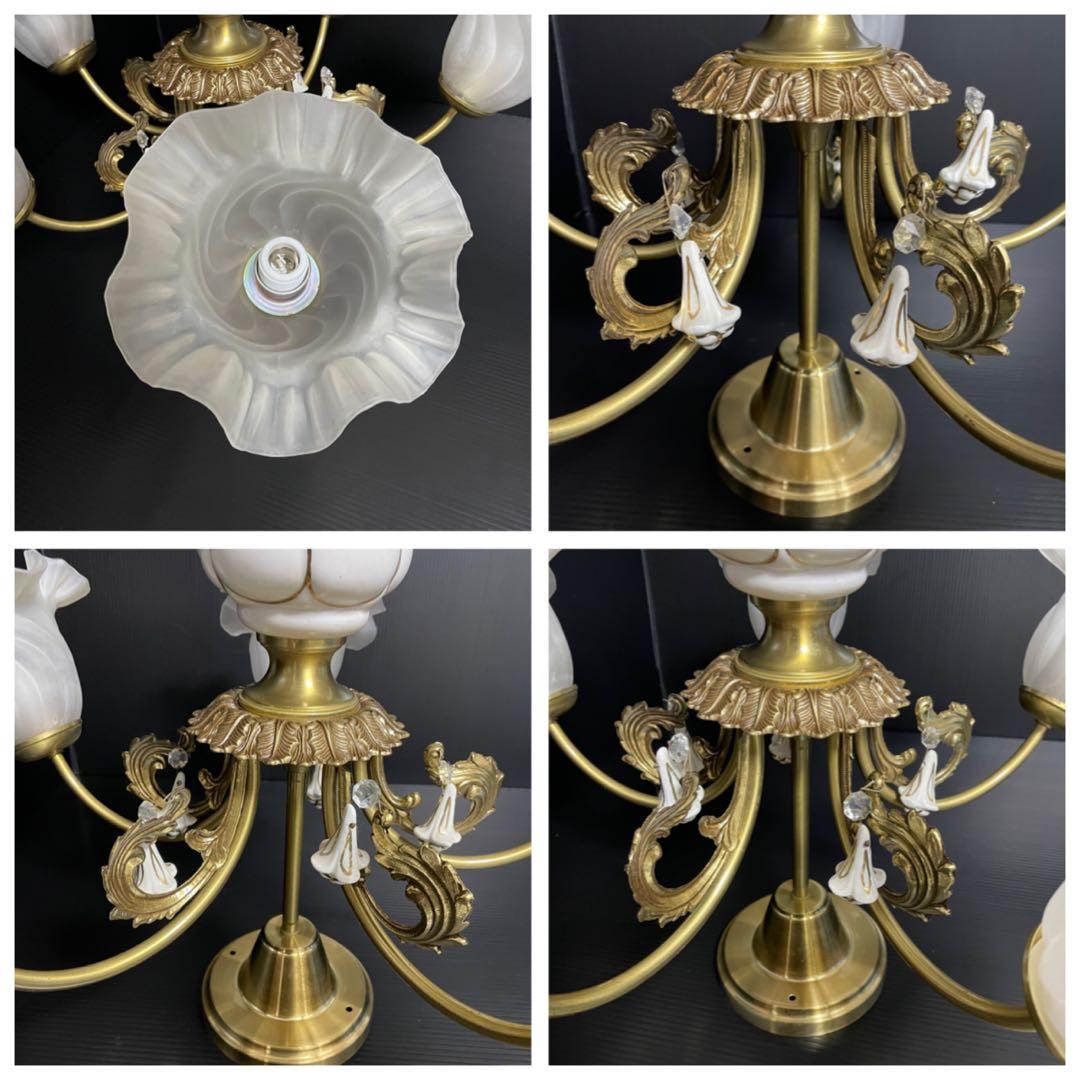 【存在感抜群！】ヤマギワ 5灯 シャンデリア 陶器 ガラス クラシカルデザイン