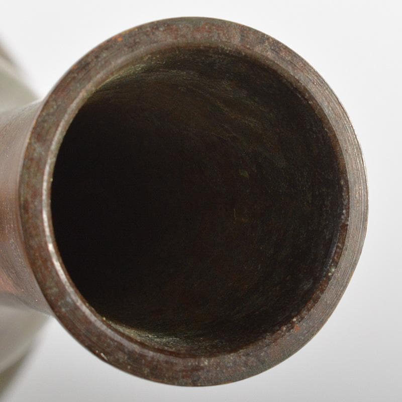 金工師　四世　一ノ瀬宗辰作　胡銅　立瓢花入　共箱　C　5605