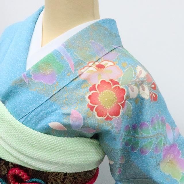 Y2762◇美品 正絹 手縫い仕立て 成人式 振袖 着物