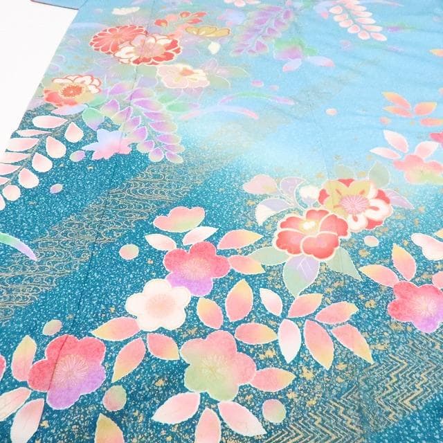 Y2762◇美品 正絹 手縫い仕立て 成人式 振袖 着物