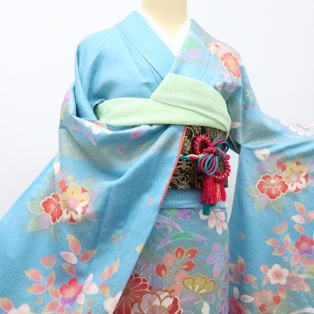 Y2762◇美品 正絹 手縫い仕立て 成人式 振袖 着物