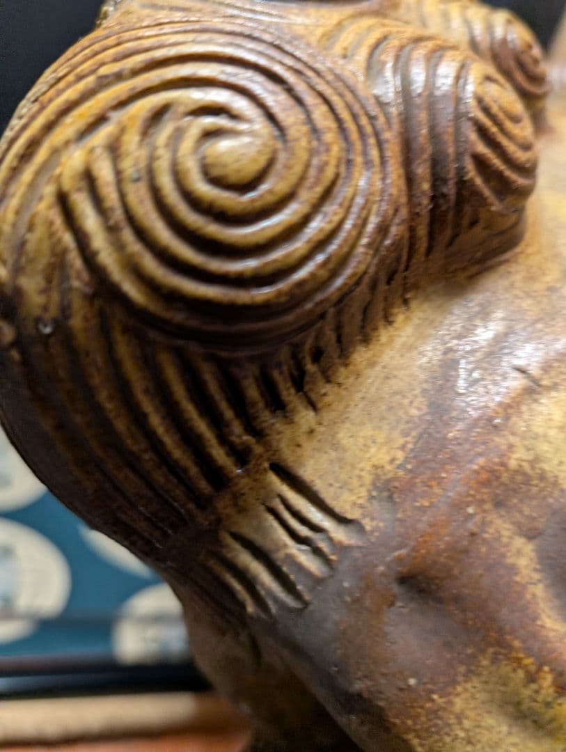 陶器製 獅子（シーサー） 約20cm年代物