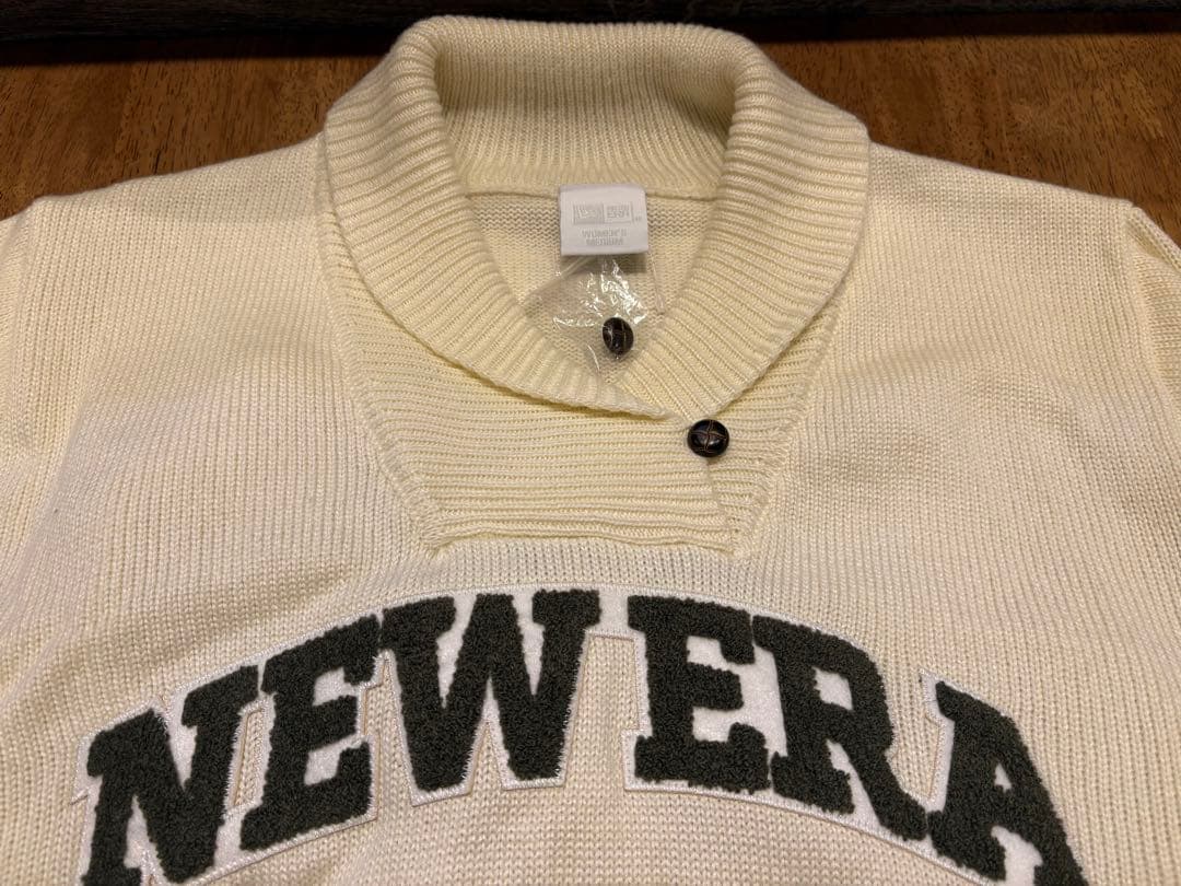 NEW ERA レディースM オフホワイト ショールカラー ニット セーター