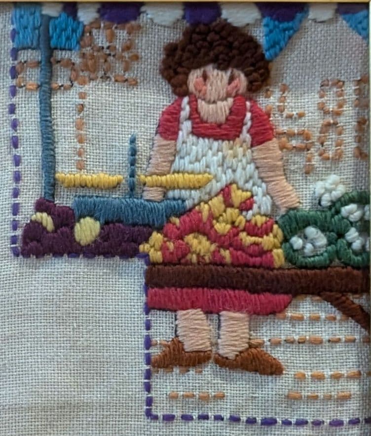 毛糸の刺繍額絵/四季の風景