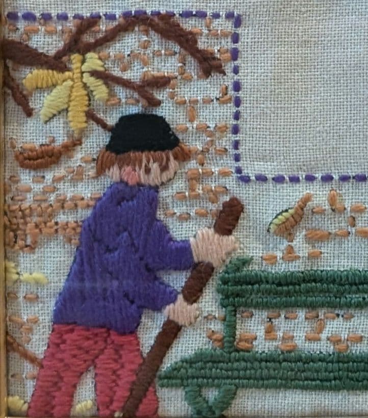 毛糸の刺繍額絵/四季の風景