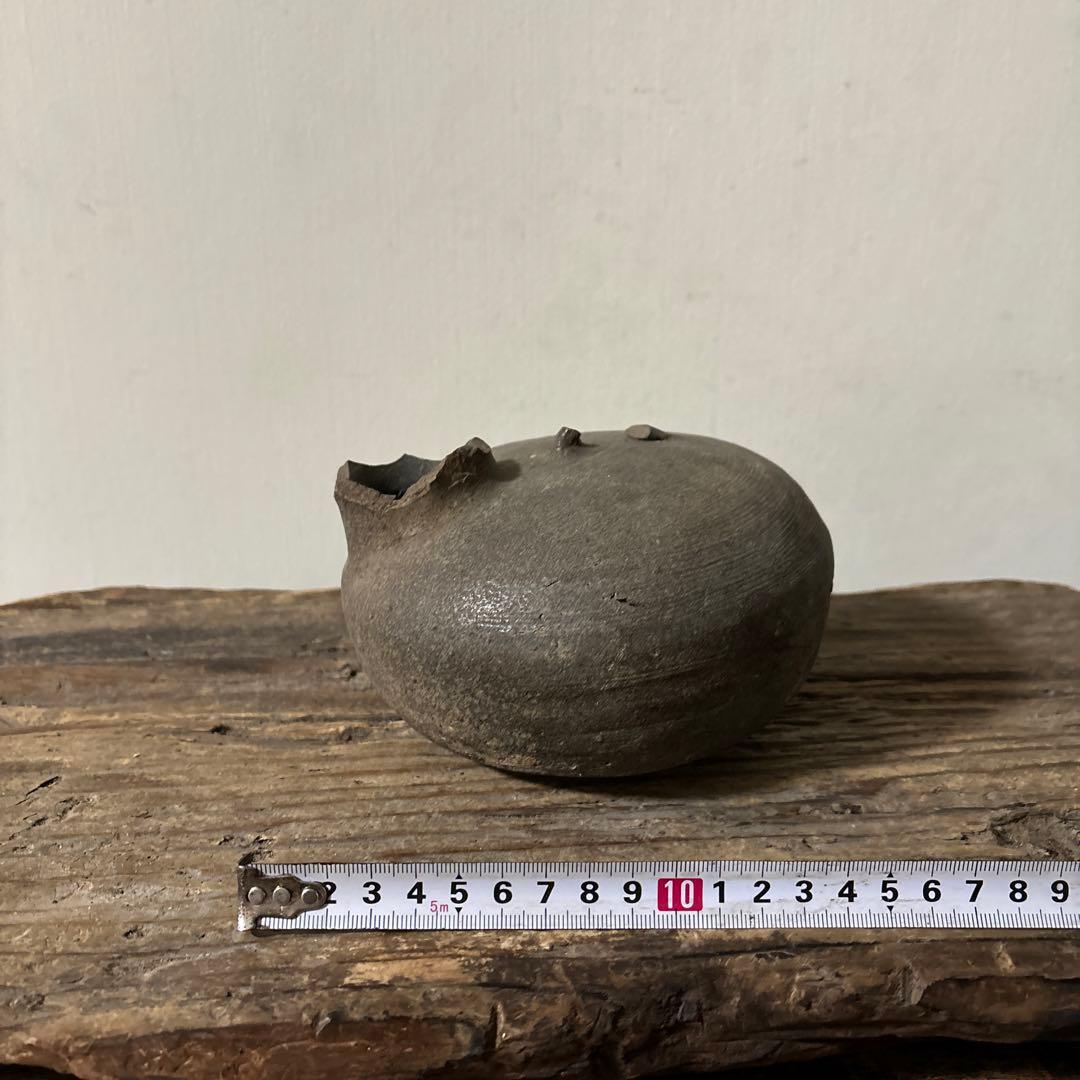 須恵器 平瓶 古美術 残欠骨董　古道具 アンティーク 酒器 花器　土器　検:李朝