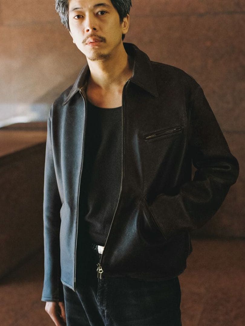 LIDNM VINTAGE WASHED LEATHER ZIP Sサイズ