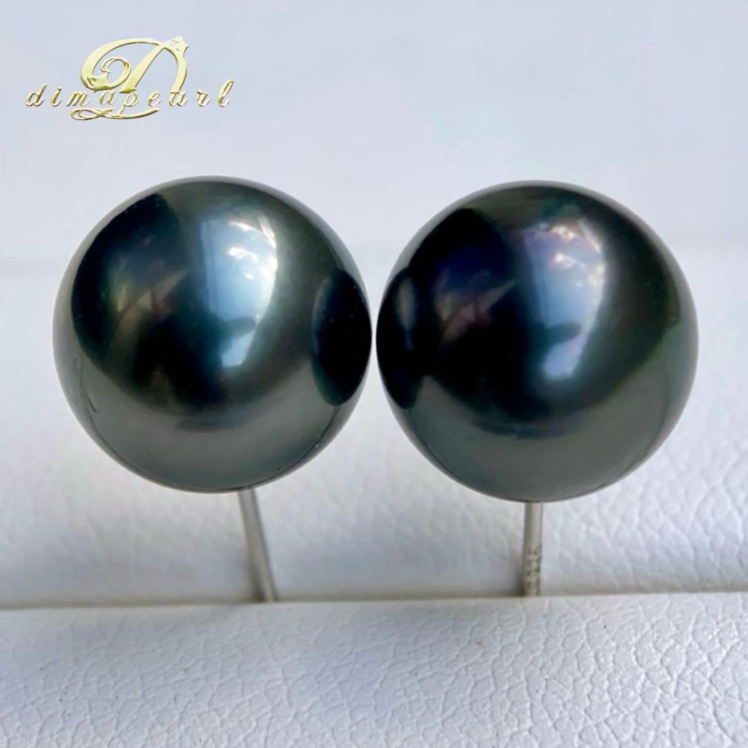 本真珠南洋黒蝶真珠　大玉11.08㍉s925直結ピアスBL916
