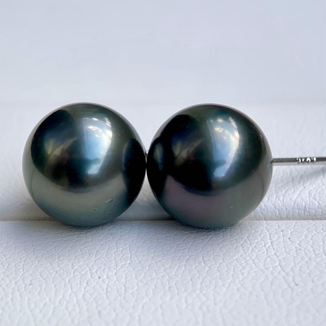 本真珠南洋黒蝶真珠　大玉11.08㍉s925直結ピアスBL916