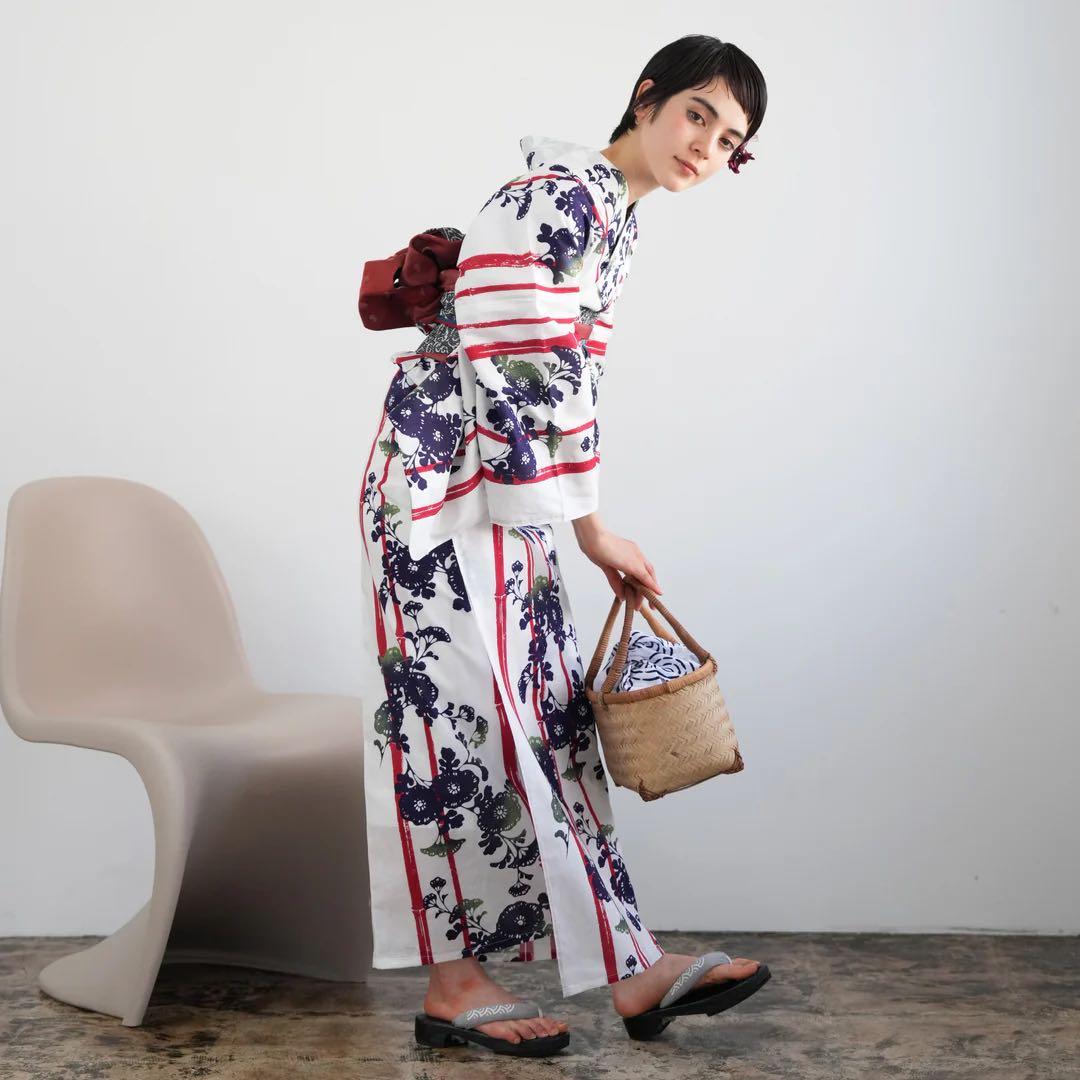 utatane 浴衣3点セット 浴衣・帯・下駄 フリーサイズ