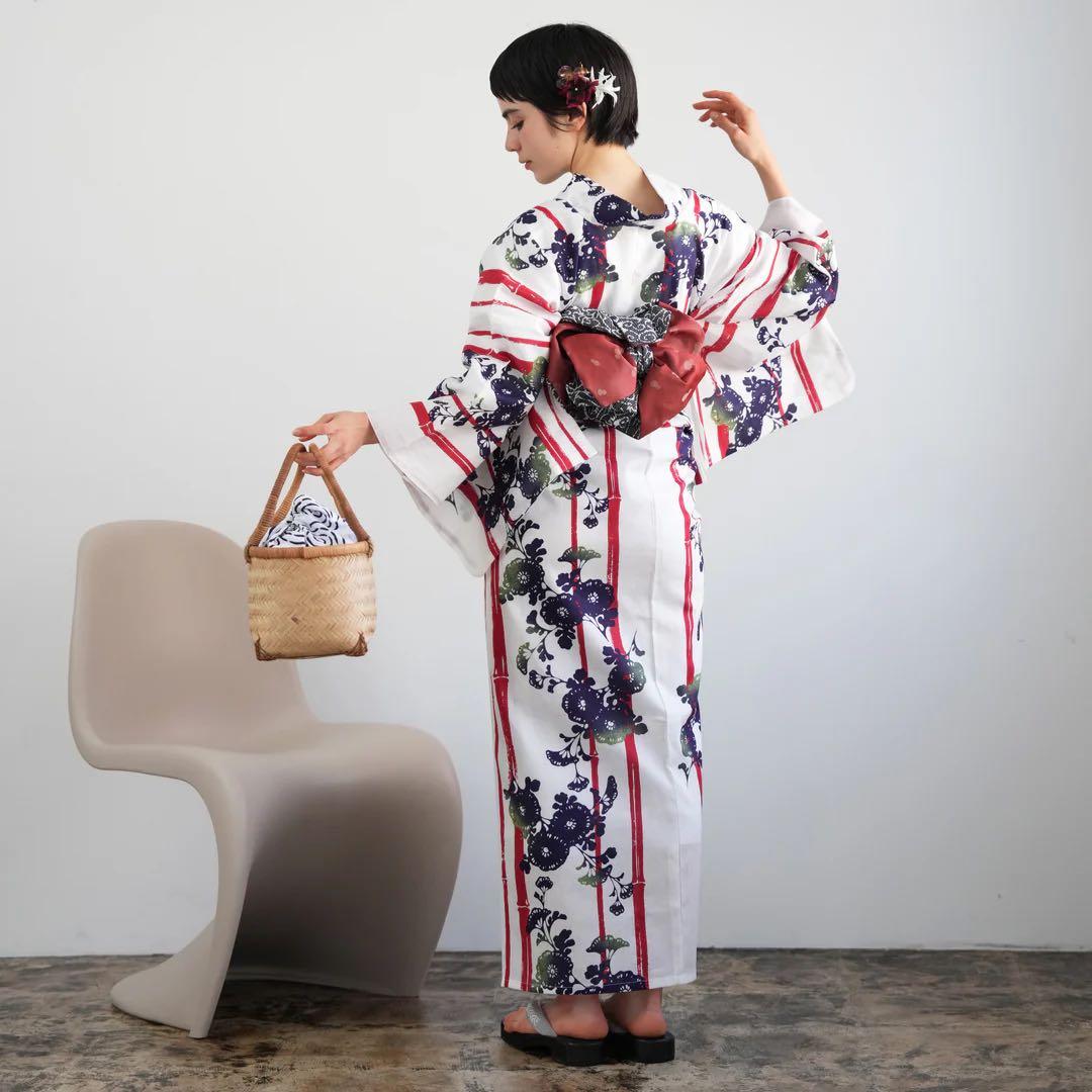 utatane 浴衣3点セット 浴衣・帯・下駄 フリーサイズ