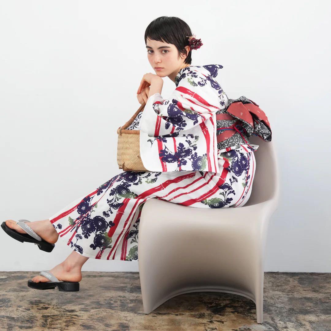 utatane 浴衣3点セット 浴衣・帯・下駄 フリーサイズ