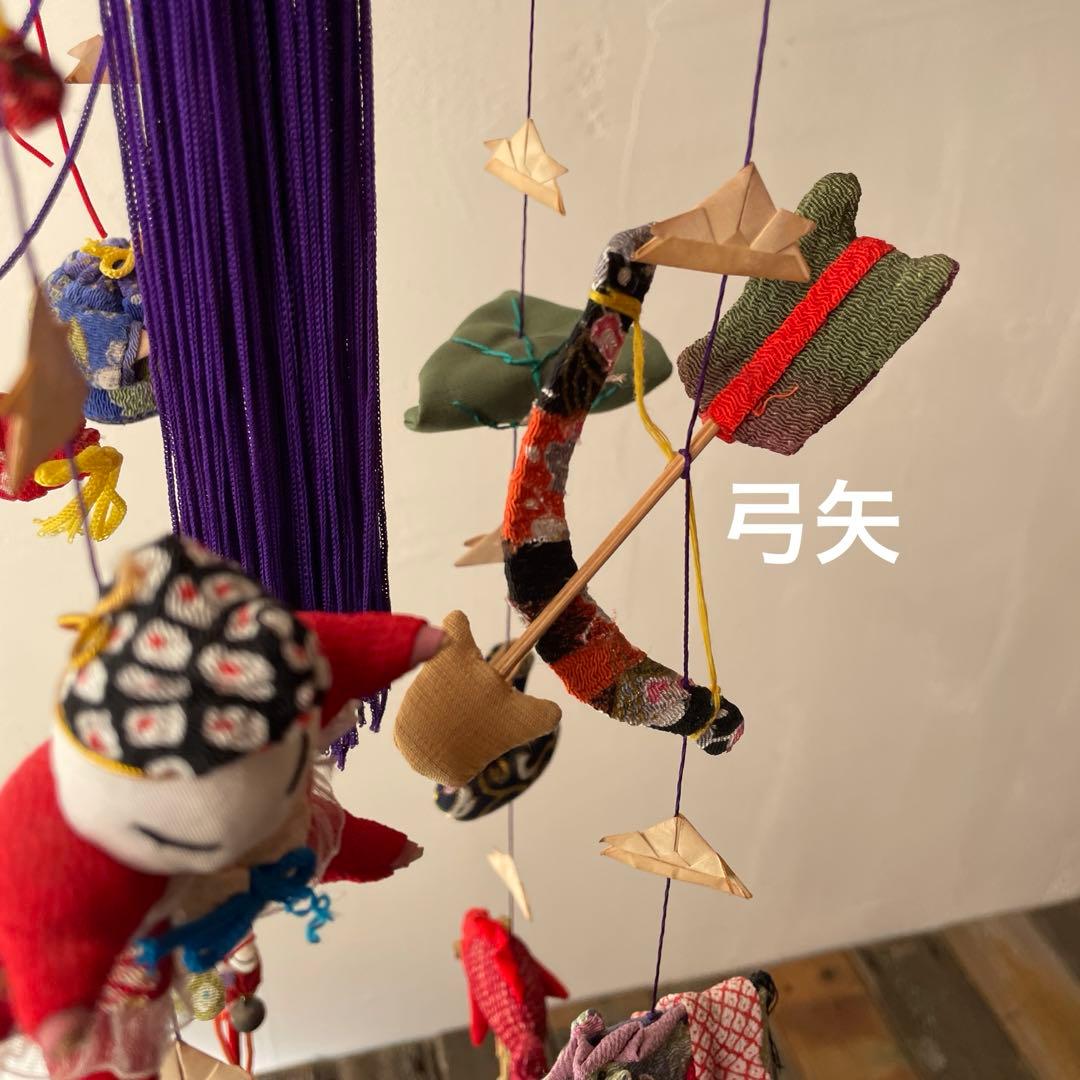 木製　吊り下げスタンド付き　ちりめん細工　吊るし雛　端午の節句　子どもの日