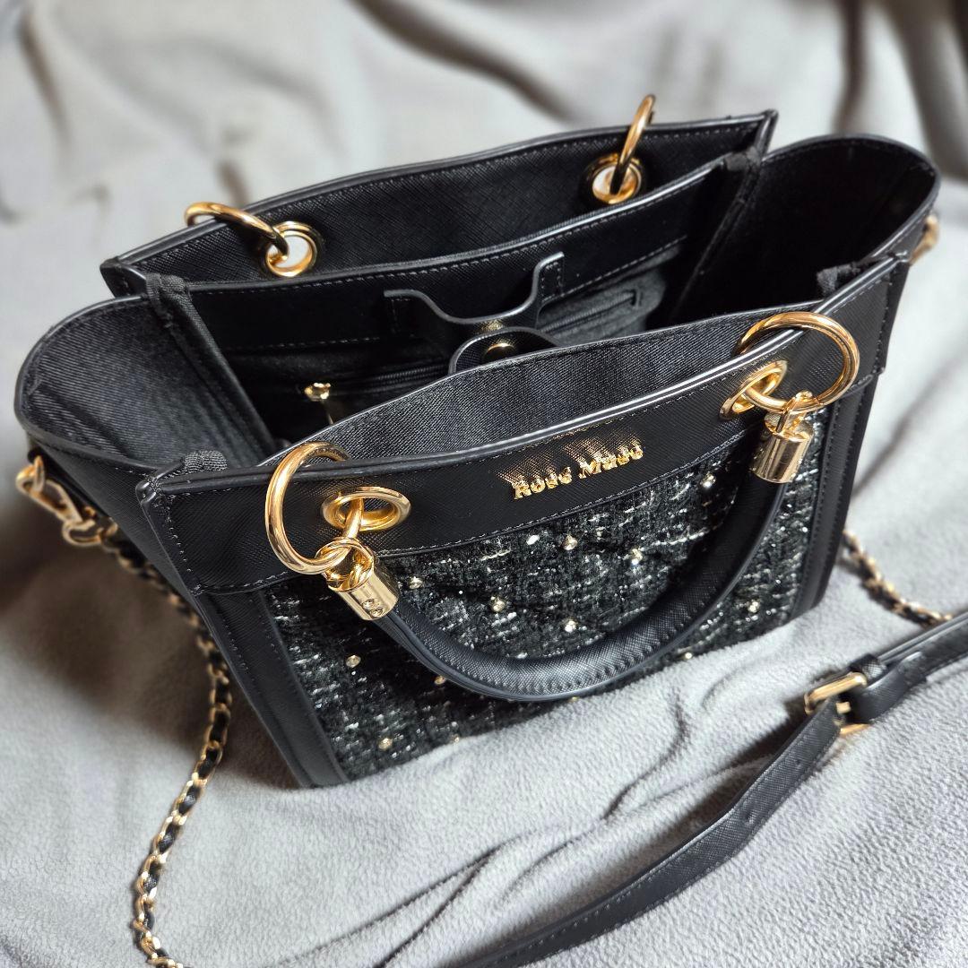 RoséMuse Tweed quilting tote S black