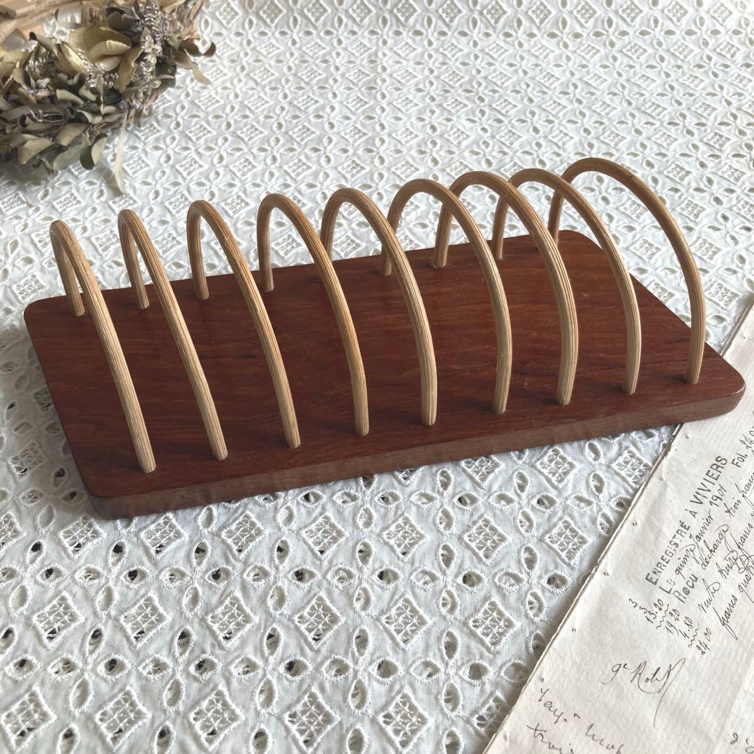 北欧ヴィンテージチークのトーストスタンドブックスタンドやカードスタンドとしても♪