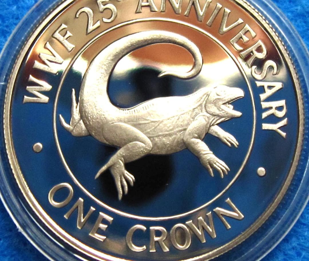 ８８年　タークスカイコス諸島　WWF２５周年記念　プルーフ銀貨　イグアナ図　１枚