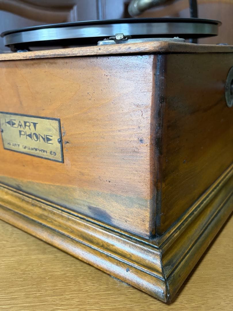 骨董品 蓄音機 木製 大型ホーン付 レコード HEART PHONE