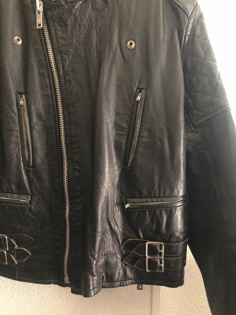 80s ヴィンテージレザーライダースジャケット uk ロンジャン