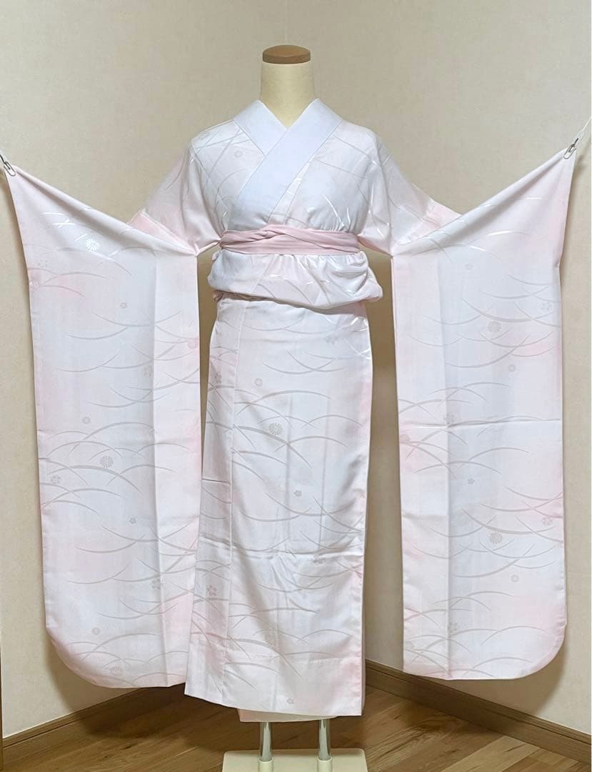 ⑩振袖セット　成人式　振袖＆長襦袢　ポリエステル　大きな橘　レトロモダン