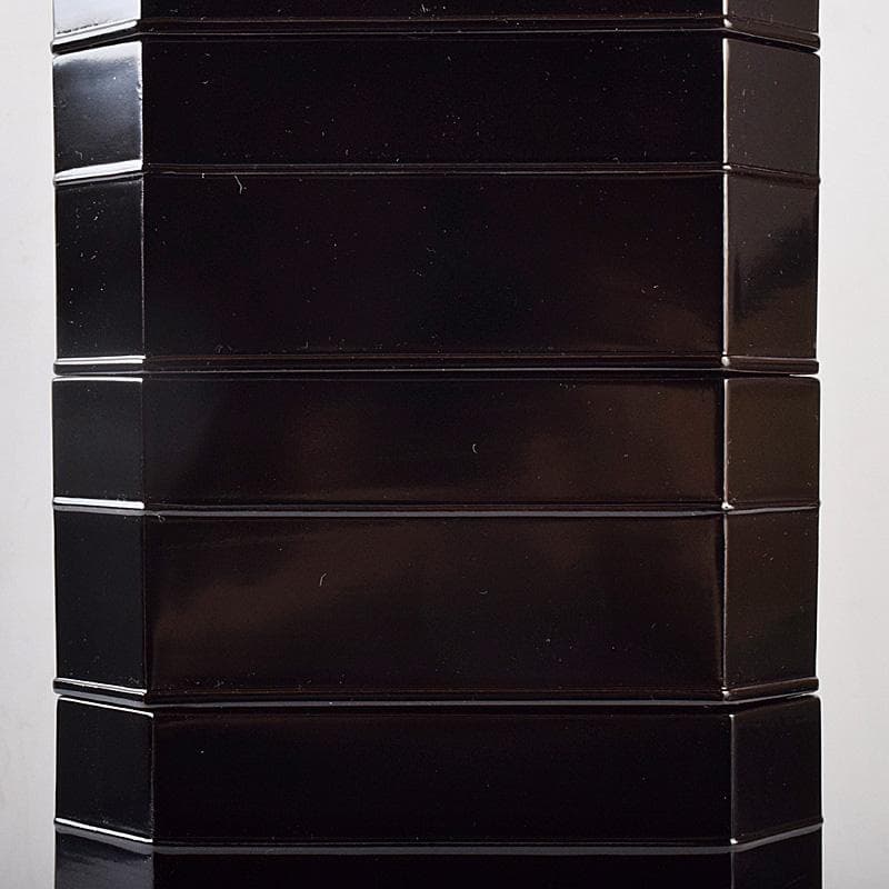 輪島塗　八幡宗豊造　黒漆　縁高重　五段　共箱　V　R8985B