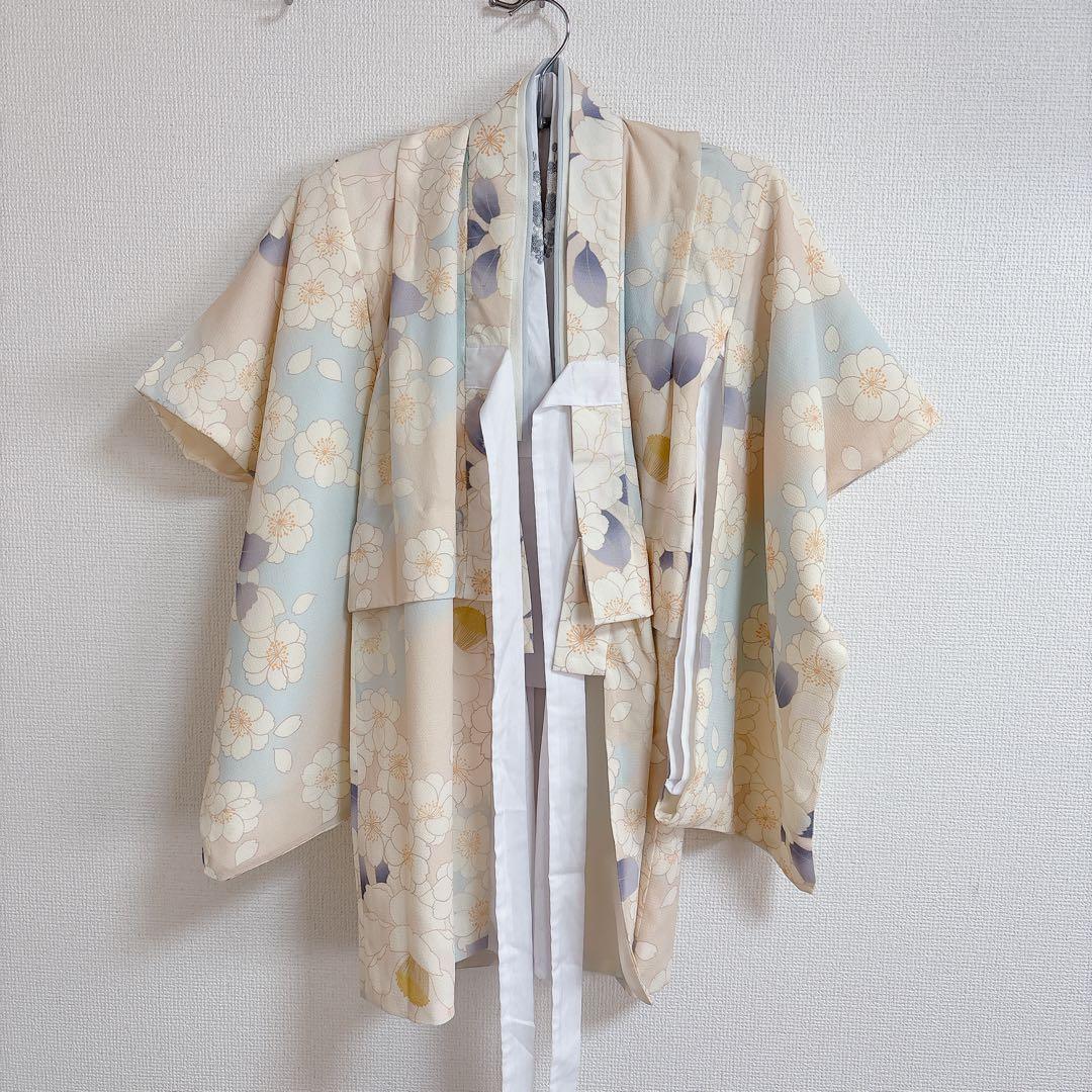 キャサリンコテージ　被布　100センチ　八重桜ベージュ×グレー　足袋・雪駄セット