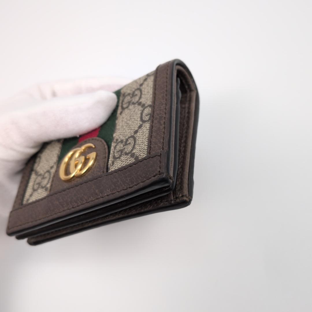 良品✨　グッチ ２つ折り財布 オフィディア PVC ブラウン 0I7