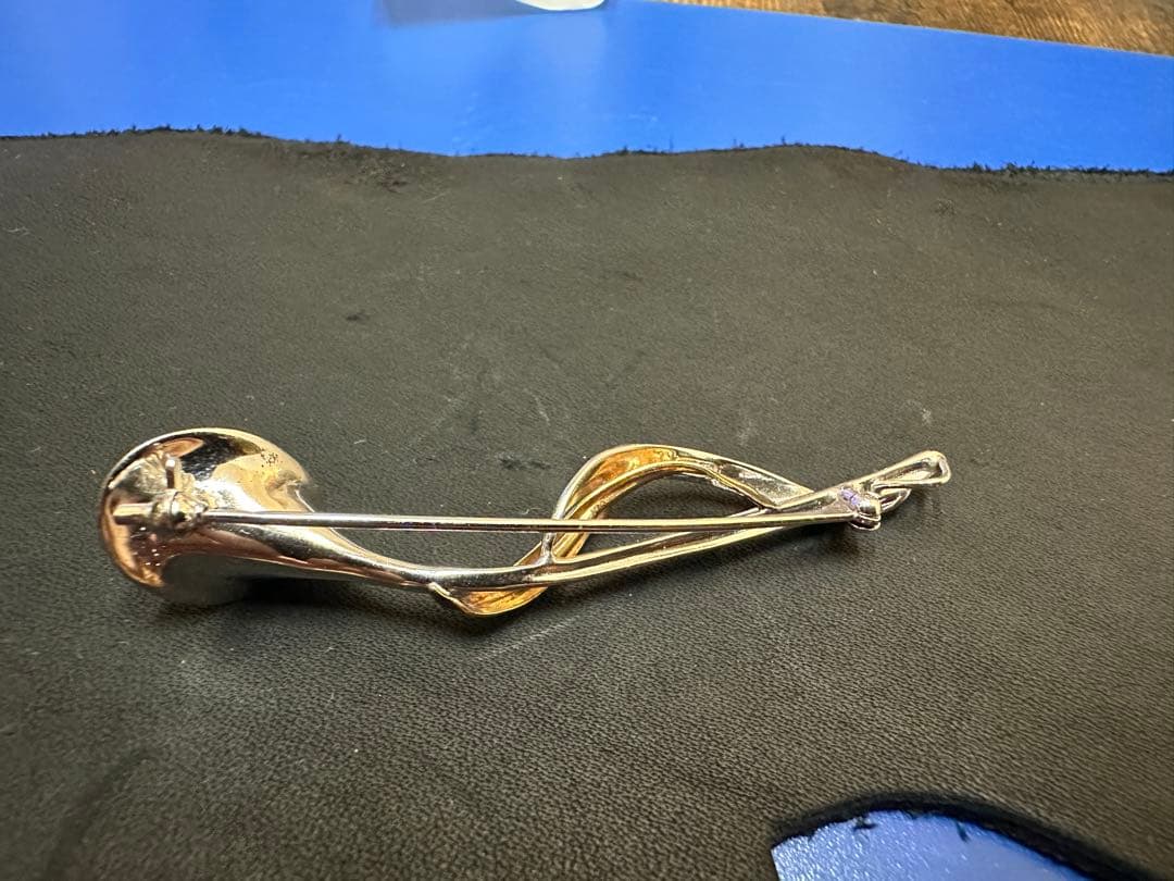 silver k18 真珠　ブローチ