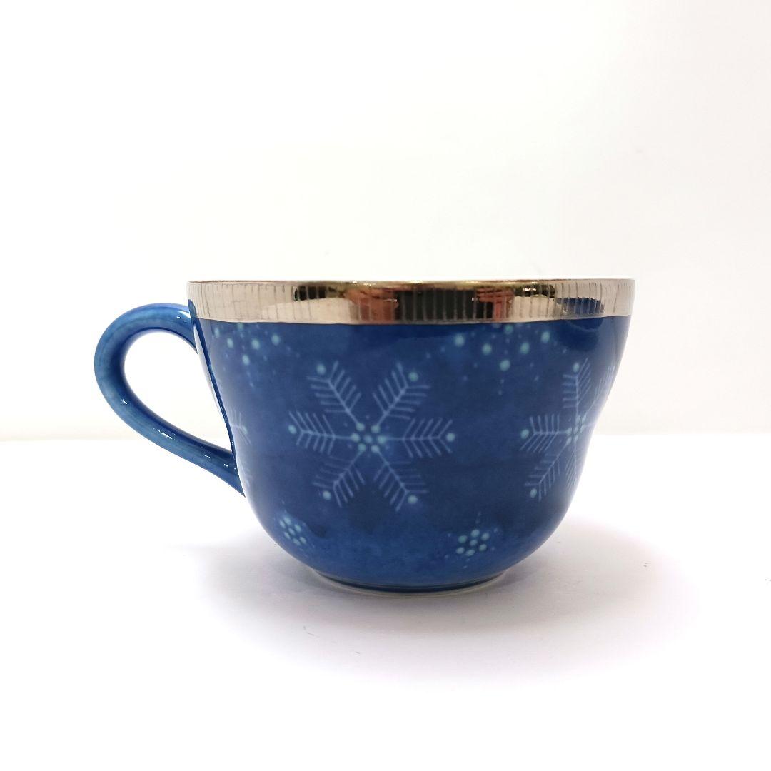 Y2716 十四代 今泉今右衛門造 本人作 色絵吹墨墨はじき 雪文 珈琲碗　#4