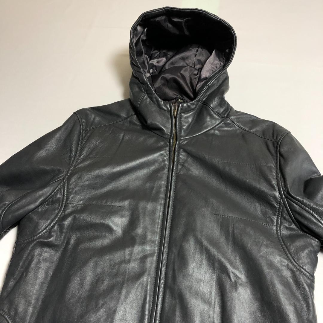 XL 美品　中綿　ウィンドアーマー　レザーパーカー　シングル　レザージャケット